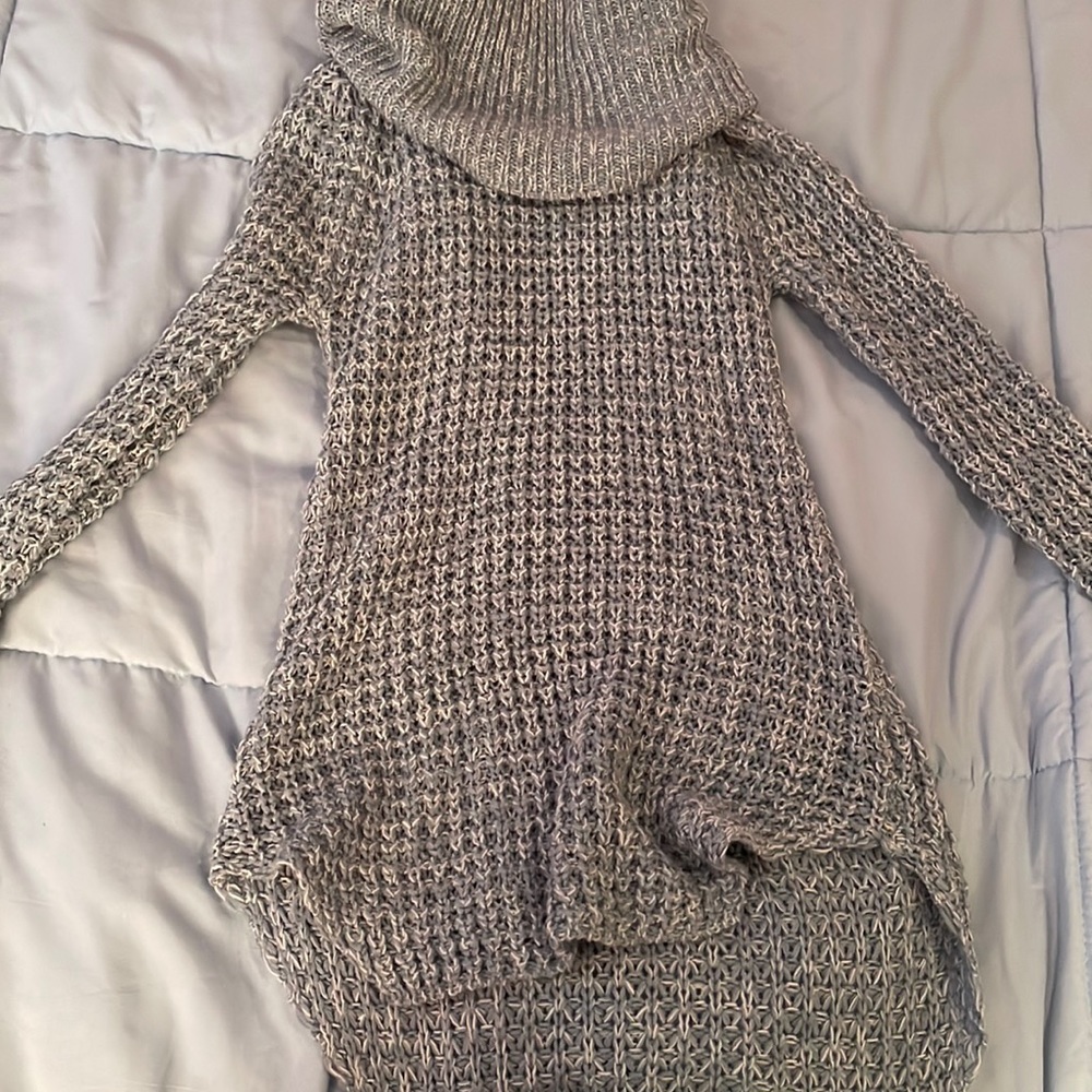 Blue sweater dress